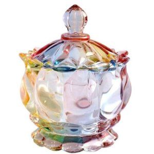 Free People 7oz Crystal Clear Glass Royal Embossed Apothecary Jar With Lids